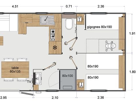 MOBILHOME 12 personnes - Mobile Home Tropical Lodge Family AVEC JACUZZI- 36.80 m²/MH - 6 Ch/12 pers - TRIBU XXL 12 pers