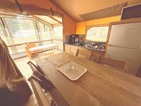 Tente en toile et en bois 5 personnes - Kabane Lodge 34 m²