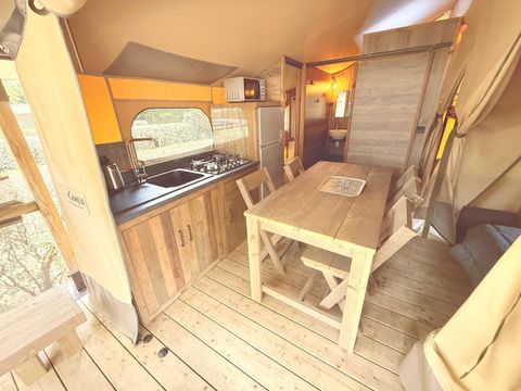 Tente en toile et en bois 5 personnes - Kabane Lodge 34 m²