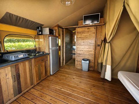 Tente en toile et en bois 5 personnes - Kabane Lodge 34 m²