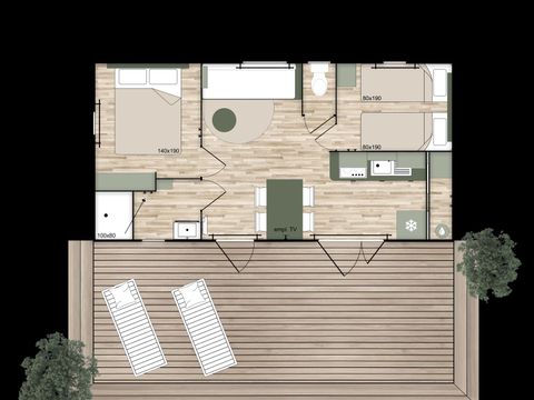 Mobilhome 4 personnes - Jungle VIP 2 chambres