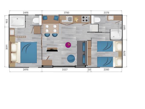 Mobilhome 4 personnes - MH Premium 2 chambres - Taos F4