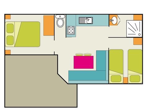 MOBILHOME 5 personnes - Oasis Ti Confort 2 chambres 26m²