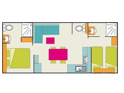MOBILHOME 4 personnes - Mobil-home Privilège 2 32m² 2 salles de bain