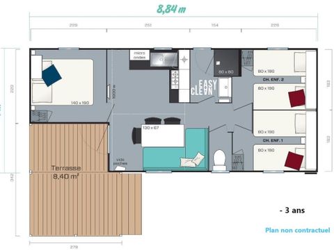 MOBILHOME 6 personnes - Cottage Confort - Terrasse couverte intégrée