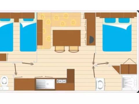 MOBILHOME 6 personnes - 3 Pièces pour 6 Personnes + TV