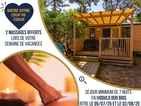 MOBILHOME 6 personnes - MH Modulo DUO BOIS 2 chambres 29 m² avec terrasse bois couverte et terrasse bois solarium