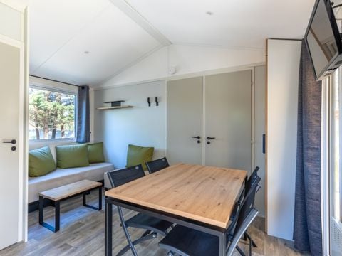 MOBILHOME 4 personnes - BAHIA BOIS 29m²  - 2 chambres avec une terrasse bois couverte et une terrasse solarium