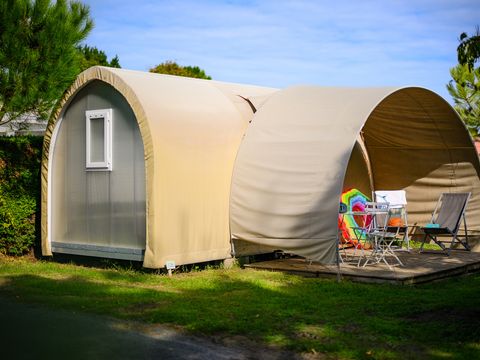 Tente en toile et en bois 4 personnes - D/ TENTE COCO SWEET 2 chambres - 16m²- Auvent toilé 4 pers