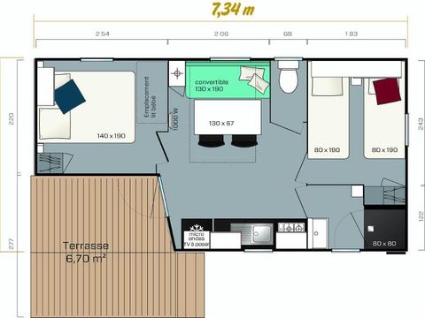 MOBILHOME 4 personnes - L'Ecrin 2ch. 4 pers