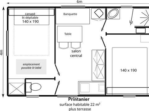 MOBILHOME 2 personnes - Le printanier 1ch. 2 pers