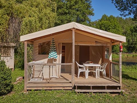 Tente en toile et en bois 5 personnes - Eco Lodge | 2 Ch. | 4/5 Pers. | Sans SDB