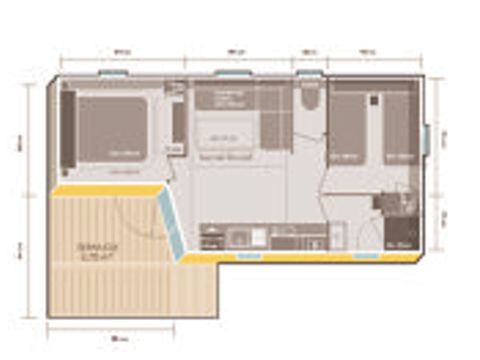MOBILHOME 6 personnes - Résidence O'HARA PANORAMIQUE CLASSIQUE ECO-CONCU / 28m2 - 2 chambres - Terrasse semi-couverte 5/6 pers