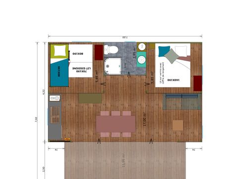 Tente en toile et en bois 4 personnes - Cabane Cotton Confort 32m² - 2chambres + Terrasse couverte + Quartier piéton 4 pers