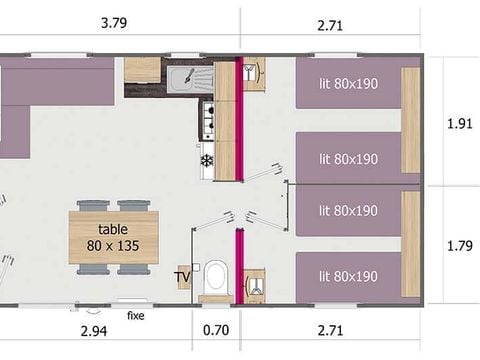 Mobilhome 1/6 personnes - CALIFORNIA - TRIO résidentiel - 3 chambres- - TV