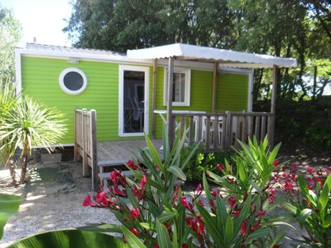 Mobilhome 4 personnes - LITCHI -26 m²- 2 chambres- terrasse semi-couverte de 12m²