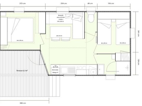 MOBILHOME 4 personnes - GOYAVE -25 m² - 2 chambres- terrasse intégrée
