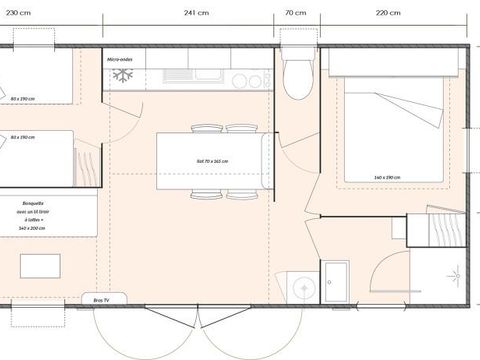 MOBILHOME 5 personnes - Cottage PITAYA - 28m² - terrasse bois semi-couverte - 2 chambres 4/5 pers