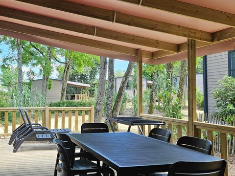 Mobilhome 4 personnes - PREMIUM "TERRE et DUNE" - 32m² - terrasse couverte 19 M²- 2 chambres - Nouveauté 2024