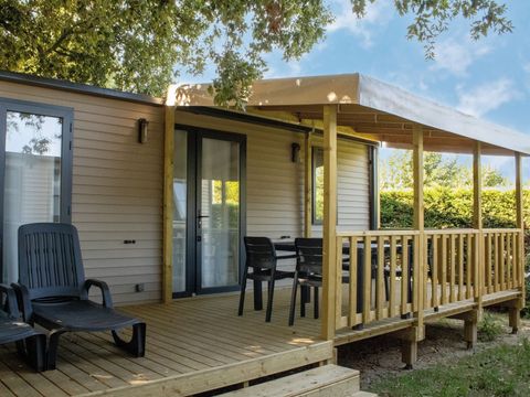 Mobilhome 4 personnes - PREMIUM "TERRE et DUNE" - 32m² - terrasse couverte 19 M²- 2 chambres - Nouveauté 2024