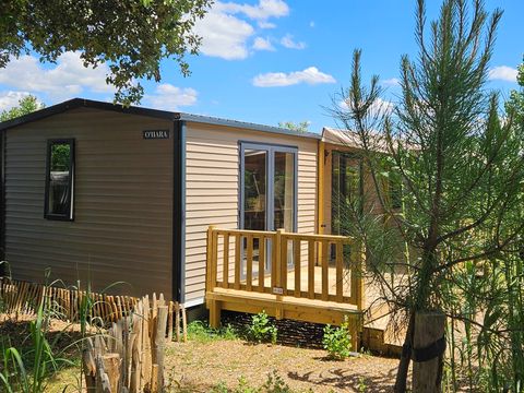 Mobilhome 4 personnes - PREMIUM "TERRE et DUNE" - 32m² - terrasse couverte 19 M²- 2 chambres - Nouveauté 2024