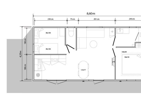 MOBILHOME 4 personnes - Cottage PREMIUM "TERRE et DUNE" - 32m² - terrasse bois semi-couverte - 2 chambres - Nouveauté 2024 4 pers