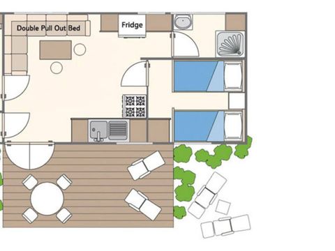 MOBILHOME 4 personnes - Mobil-home | Classic | 2 Ch. | 4 Pers. | Terrasse surélévée non couverte