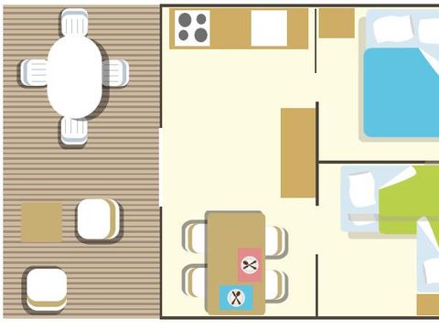 TENTE TOILE ET BOIS 6 personnes - Woody Lodge, Climatisé - 2 chambres