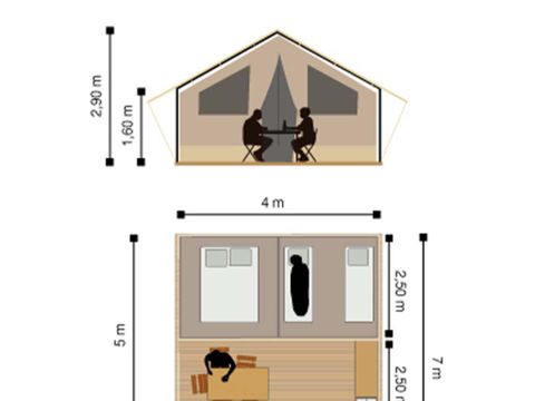 TENTE TOILE ET BOIS 5 personnes - tente lodge larzac
