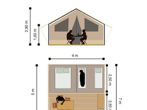 TENTE TOILE ET BOIS 5 personnes - tente lodge larzac