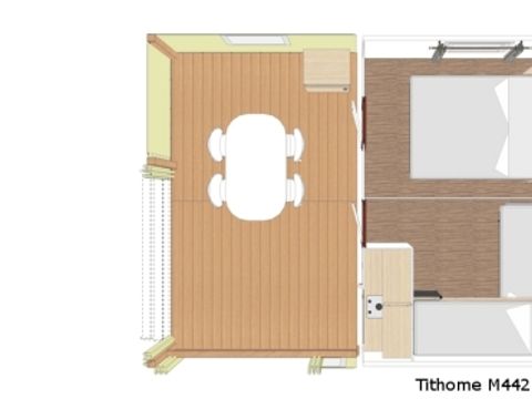 BUNGALOW TOILÉ 4 personnes - Tithome avec sanitaire (sans salle de bain avec WC)