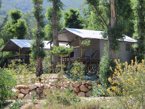 TENTE TOILE ET BOIS 4 personnes - Cabane Confort Lodge sur pilotis 32m²