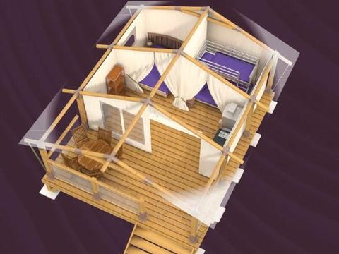 TENTE TOILE ET BOIS 4 personnes - Lodge sur pilotis Confort+ 30m² (sans sanitaires)