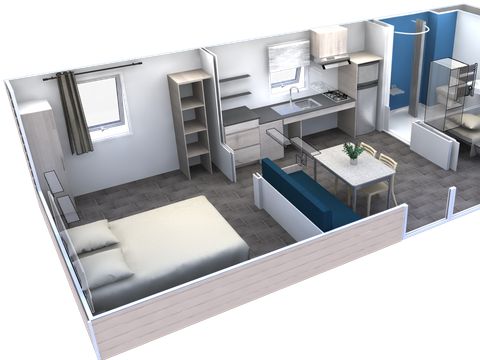 MOBILHOME 4 personnes - Confort PMR 35m² - 2 chambres + terrasse