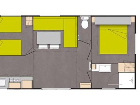 MOBILHOME 5 personnes - Confort 29m² (2 chambres ) + Terrasse couverte + Clim