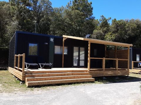 Mobilhome 7 personnes - Mobil-home 35m² Premium (3 chambres) + Terrasse + LV + TV + Clim