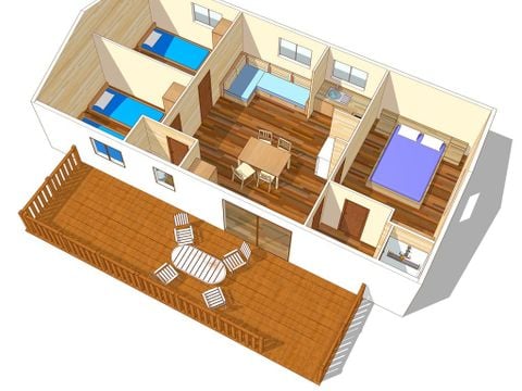 MOBILHOME 6 personnes - Mobil-home | Classic | 3 Ch. | 6 Pers. | Terrasse surélevée | 1 SDB