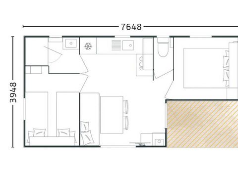 MOBILHOME 6 personnes - Comfort | 2 Ch. | 4/6 Pers. | Terrasse simple | Clim.