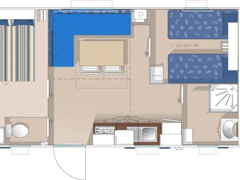 MOBILHOME 4 personnes - Cottage Acapulco 4 pers 2 Ch 1 Sdb **