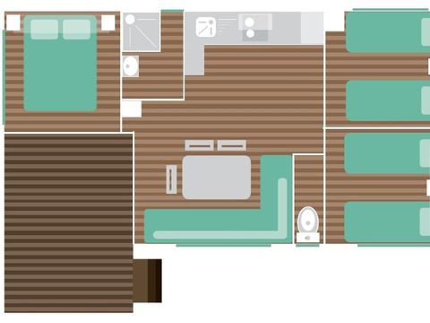 MOBILHOME 6 personnes - Mobil-home Classique terrasse semi-intégrée 3ch 6p