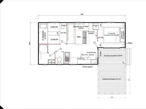 MOBILHOME 4 personnes - Mobil-home Classique 2ch 4p terrasse semi-intégrée