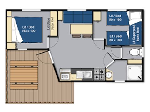 MOBILHOME 4 personnes - MH Eden Loire 2ch 4 pers