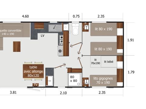 MOBILHOME 6 personnes - PREMIUM 40 m²