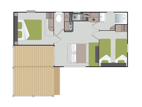 MOBILHOME 5 personnes - Loggia Privilège 26 m² (2ch - 4/5 pers) + TV + LV
