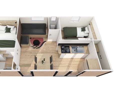 MOBILHOME 4 personnes - Cosy Home Flower 29m² (2ch - 4 pers) + CLIM + TV + LV