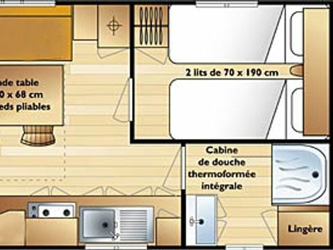 MOBILHOME 5 personnes - Eco5 26 m² (2ch - 4/5 pers) SANS TV