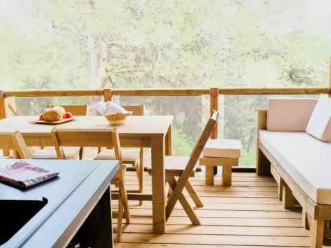 Tente en toile et en bois 5 personnes - Tente Lodge Premium 3 Pièces 5 Personnes