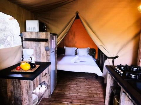 Tente en toile et en bois 5 personnes - Tente Lodge Premium 3 Pièces 5 Personnes