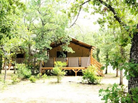 Tente en toile et en bois 5 personnes - Tente Lodge Premium 3 Pièces 5 Personnes