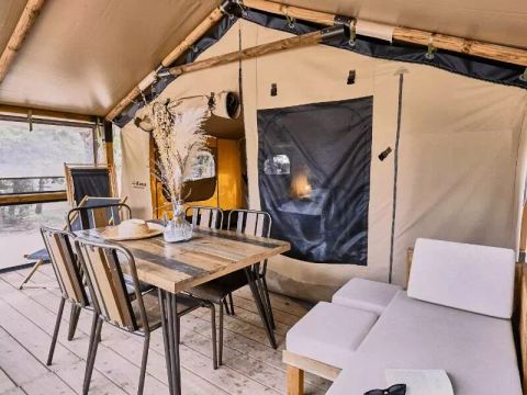 TENTE TOILE ET BOIS 5 personnes - Tente Lodge Cosy 3 Pièces 5 Personnes Sans Sanitaire